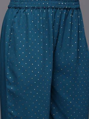 Embroidered Pleated Mirror Work Silk Georgette Anarkali Kurta Set 4