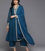 Embroidered Pleated Mirror Work Silk Georgette Anarkali Kurta Set