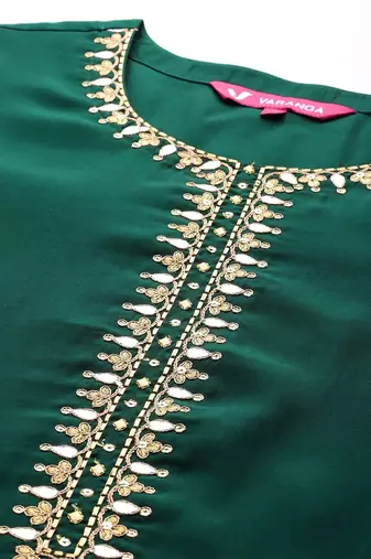Ethnic Motifs Embroidered Zari Kurta with Trousers & Dupatta