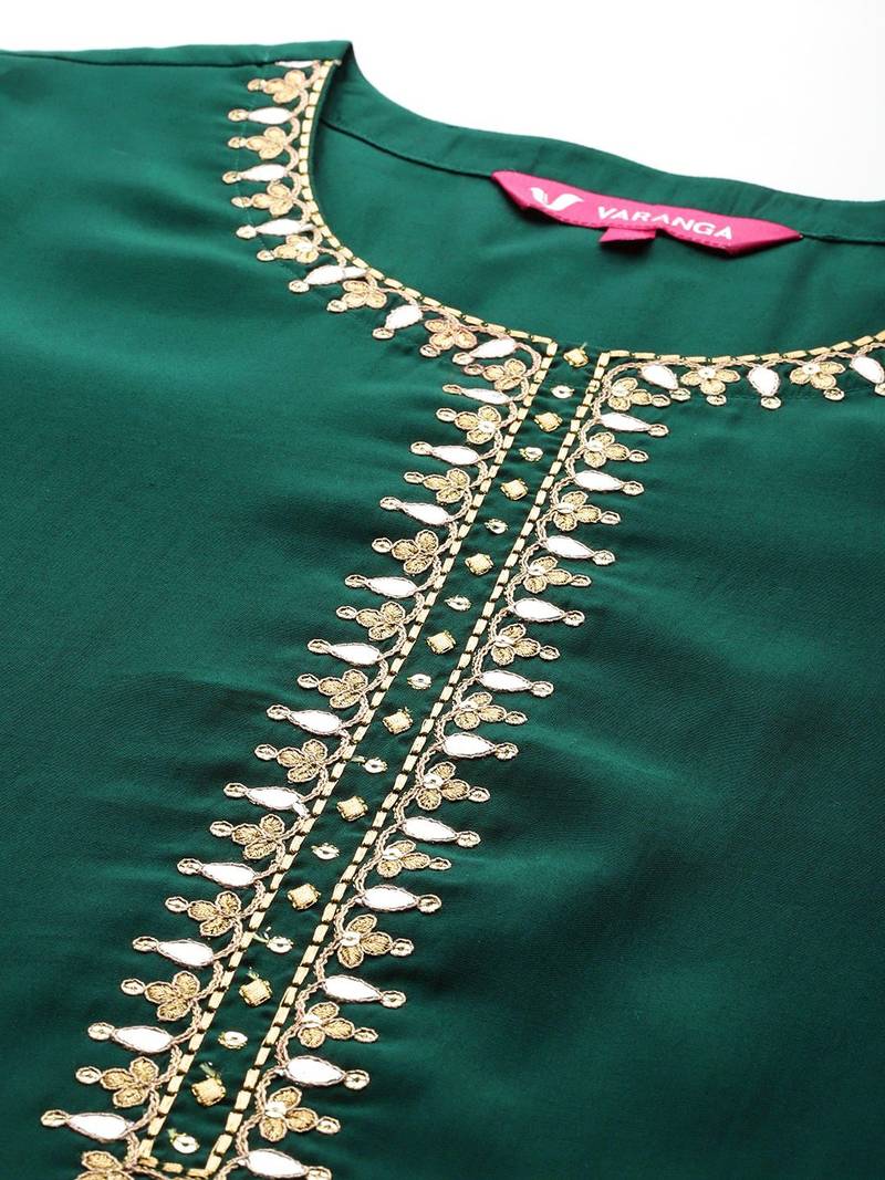 Ethnic Motifs Embroidered Zari Kurta with Trousers & Dupatta