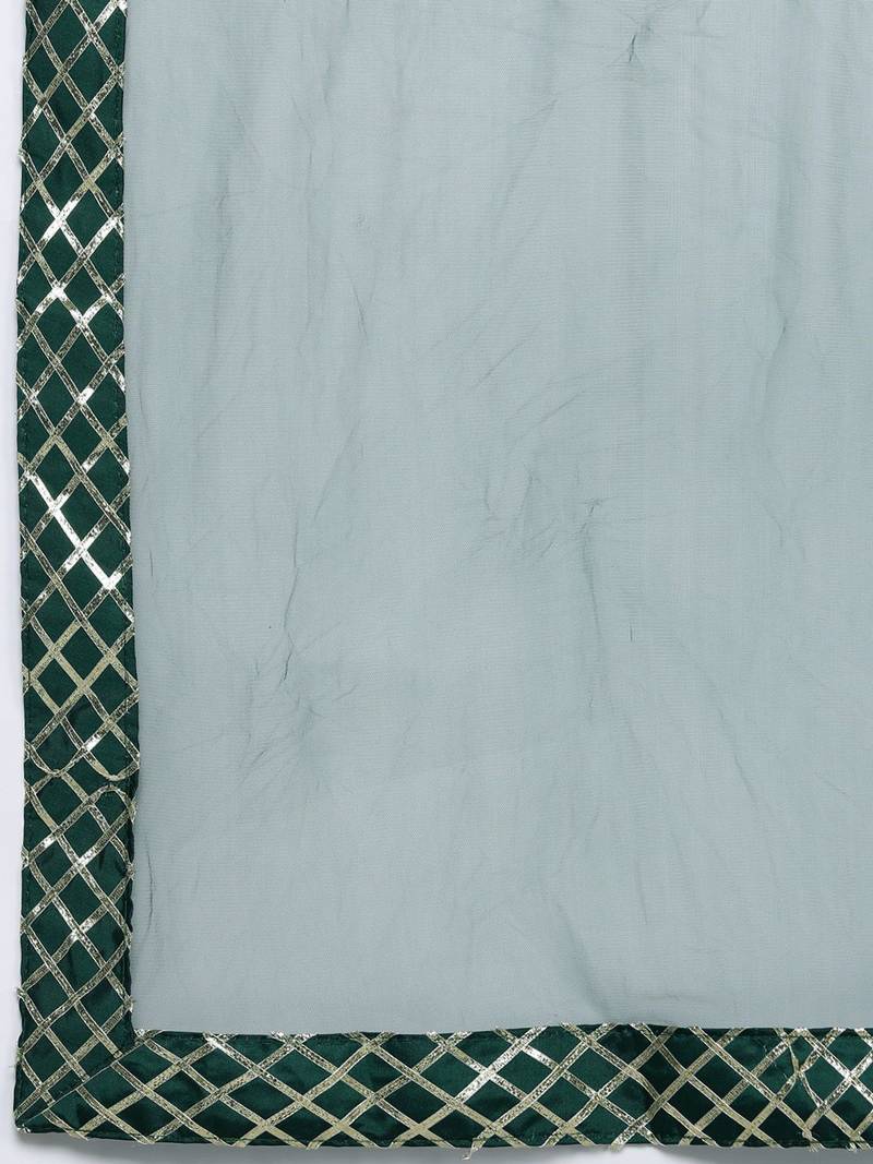 Ethnic Motifs Embroidered Zari Kurta with Trousers & Dupatta
