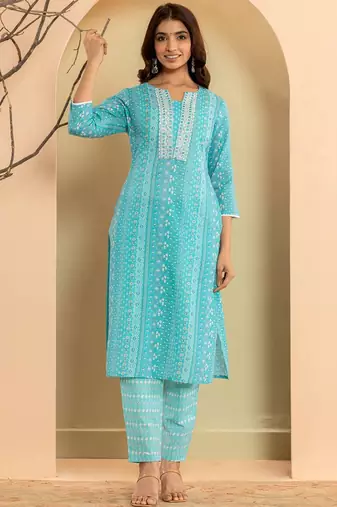 Ethnic Motifs Printed Regular Mirror Work Kurta with Trousers & With Dupatta
