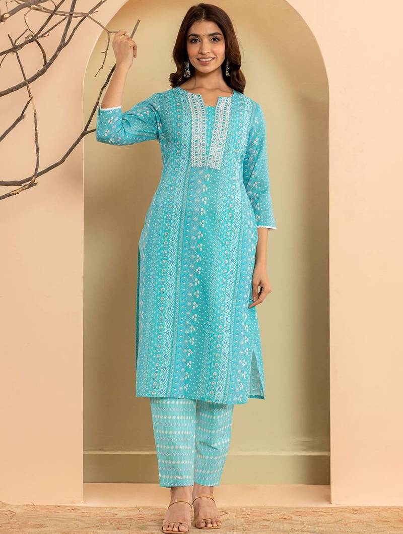 Ethnic Motifs Printed Regular Mirror Work Kurta with Trousers & With Dupatta