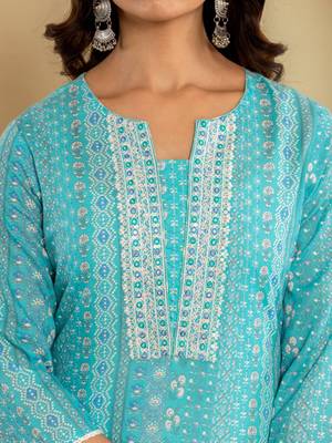 Ethnic Motifs Printed Regular Mirror Work Kurta with Trousers & With Dupatta 2