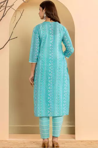 Ethnic Motifs Printed Regular Mirror Work Kurta with Trousers & With Dupatta
