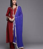 Notch Neck Ethnic Motifs Yoke Design Regular Sequinned Straight Kurta Set