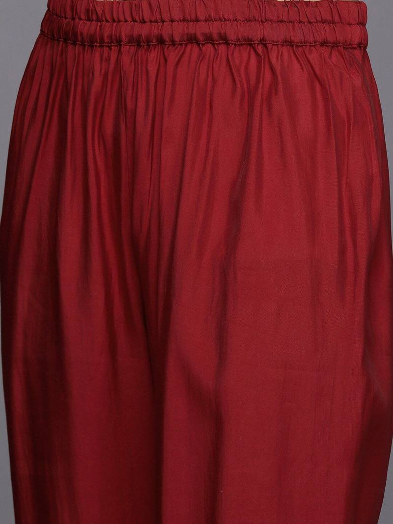Notch Neck Ethnic Motifs Yoke Design Regular Sequinned Straight Kurta Set