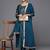 Floral Yoke Design Regular Sequinned Chanderi Silk Kurta with Trousers & Dupatta