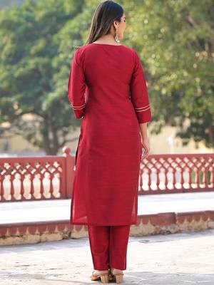 Ethnic Motifs Embroidered Regular Kurta with Trousers & With Dupatta 5