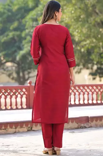 Ethnic Motifs Embroidered Regular Kurta with Trousers & With Dupatta