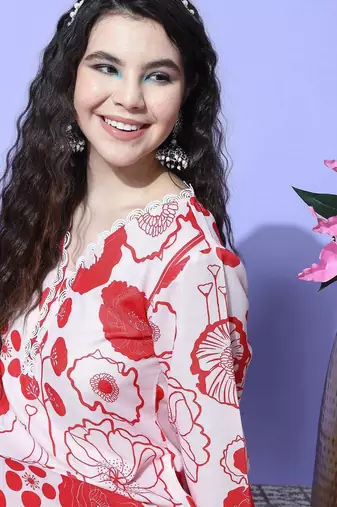 Women Printed A-Line Kurta with Trousers