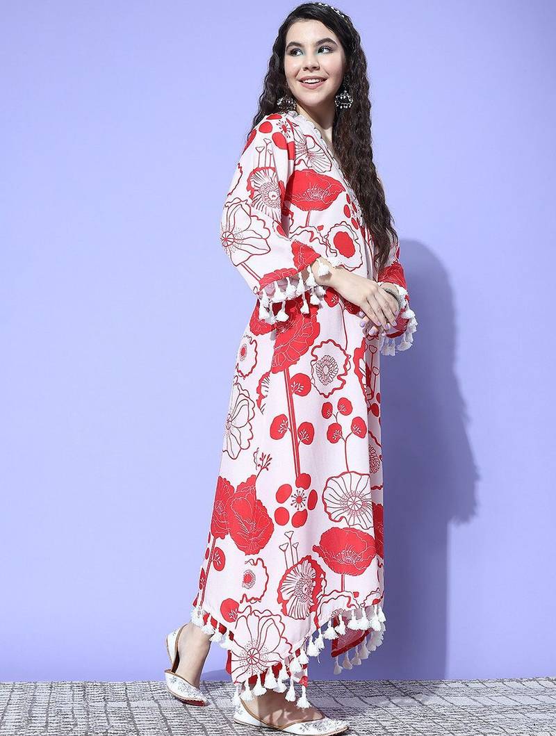 Women Printed A-Line Kurta with Trousers