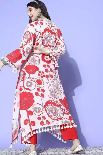 Women Printed A-Line Kurta with Trousers