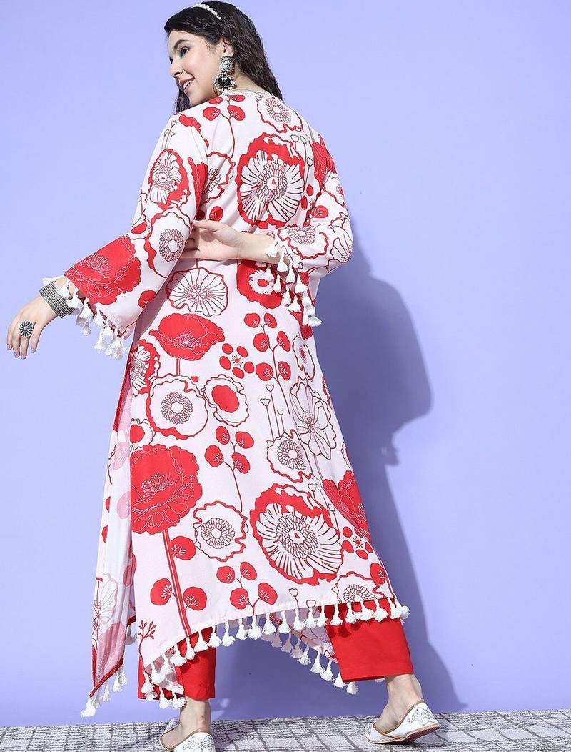 Women Printed A-Line Kurta with Trousers