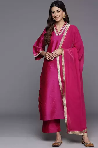 Flared Sleeves Gotta Patti Kurta with Palazzos & Dupatta