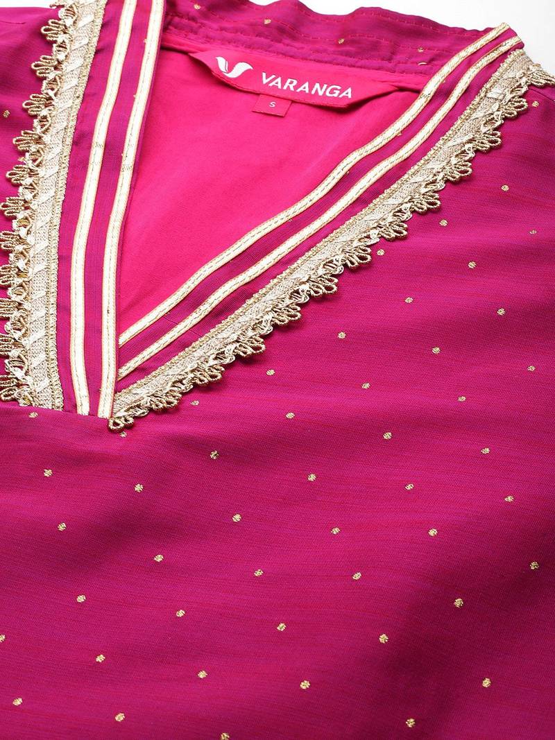 Flared Sleeves Gotta Patti Kurta with Palazzos & Dupatta