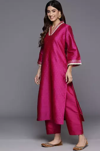 Flared Sleeves Gotta Patti Kurta with Palazzos & Dupatta