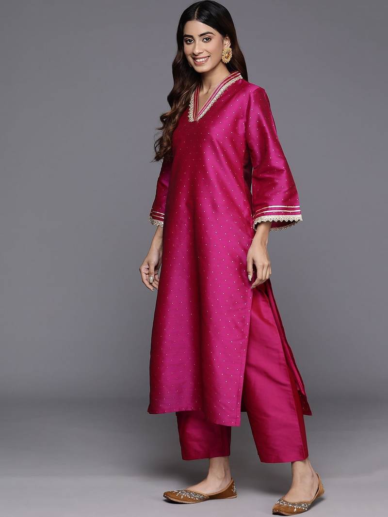 Flared Sleeves Gotta Patti Kurta with Palazzos & Dupatta