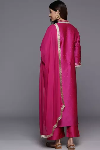 Flared Sleeves Gotta Patti Kurta with Palazzos & Dupatta