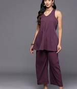 Halter Neck Fusion Kurti With Trouser