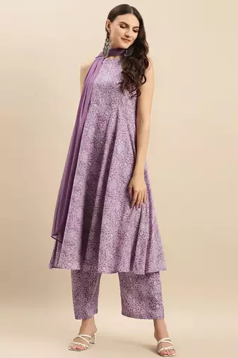 Bandhani Printed Round Neck Empire Pure Cotton Kurta with Trouser