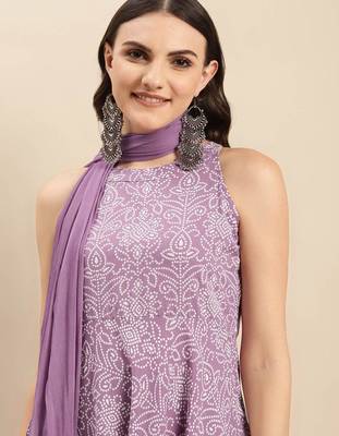 Bandhani Printed Round Neck Empire Pure Cotton Kurta with Trouser 2