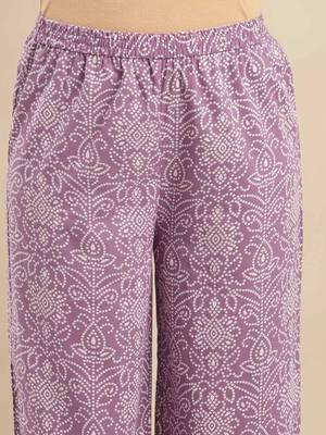 Bandhani Printed Round Neck Empire Pure Cotton Kurta with Trouser 3