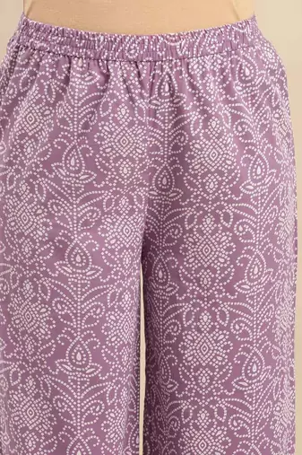 Bandhani Printed Round Neck Empire Pure Cotton Kurta with Trouser