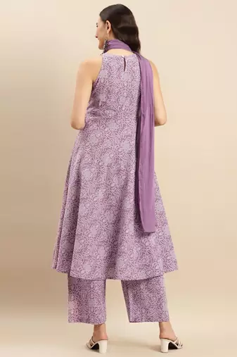 Bandhani Printed Round Neck Empire Pure Cotton Kurta with Trouser