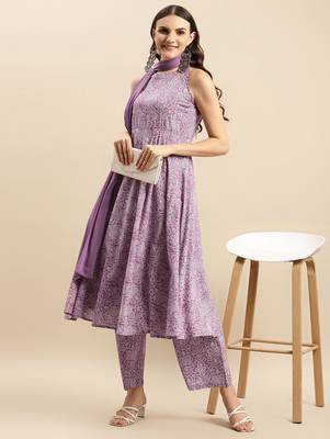 Bandhani Printed Round Neck Empire Pure Cotton Kurta with Trouser 6