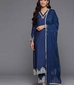 Women Ethnic Motifs Embroidered Thread Work Kurta with Trousers & With Dupatta