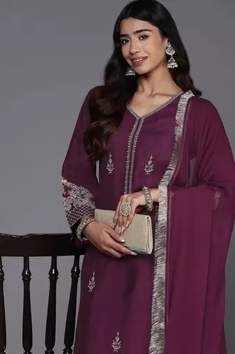 Women Ethnic Motifs Embroidered Regular Kurta with Trousers & Dupatta