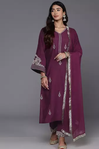 Women Ethnic Motifs Embroidered Regular Kurta with Trousers & Dupatta