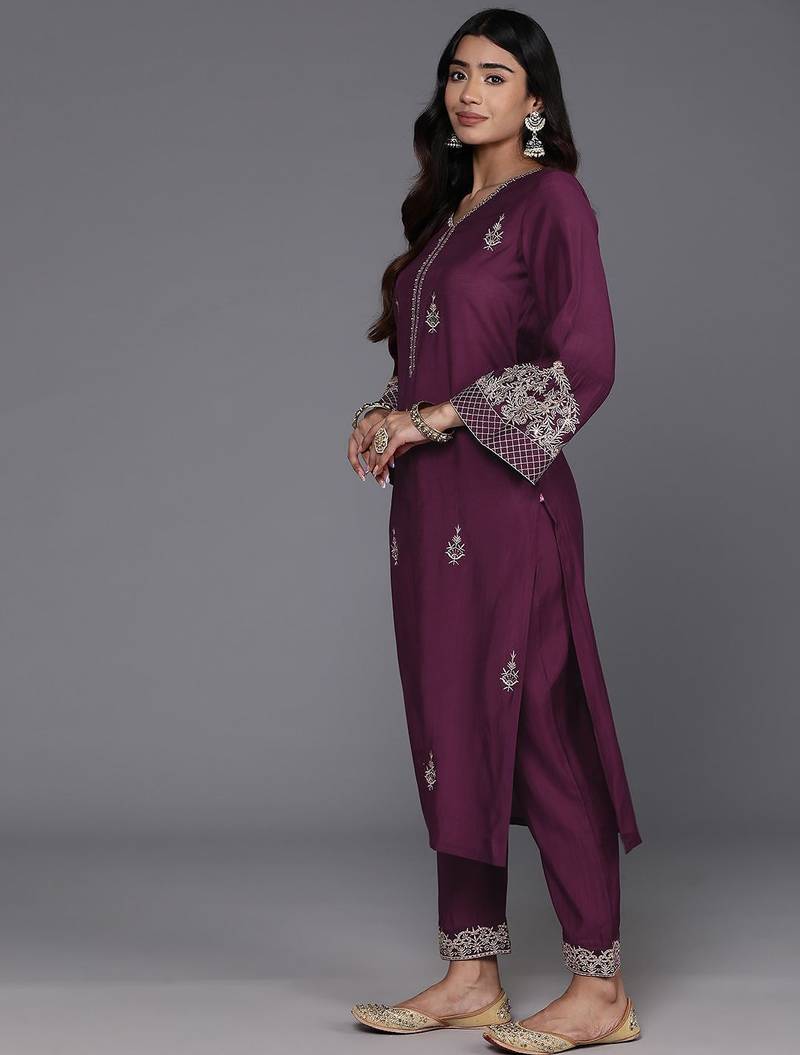 Women Ethnic Motifs Embroidered Regular Kurta with Trousers & Dupatta