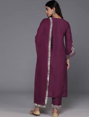 Women Ethnic Motifs Embroidered Regular Kurta with Trousers & Dupatta 7
