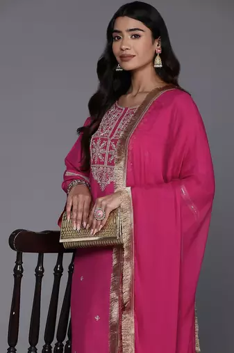 Women Ethnic Motifs Yoke Design Regular Kurta with Trousers & With Dupatta