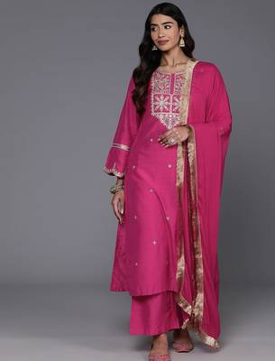 Women Ethnic Motifs Yoke Design Regular Kurta with Trousers & With Dupatta 1