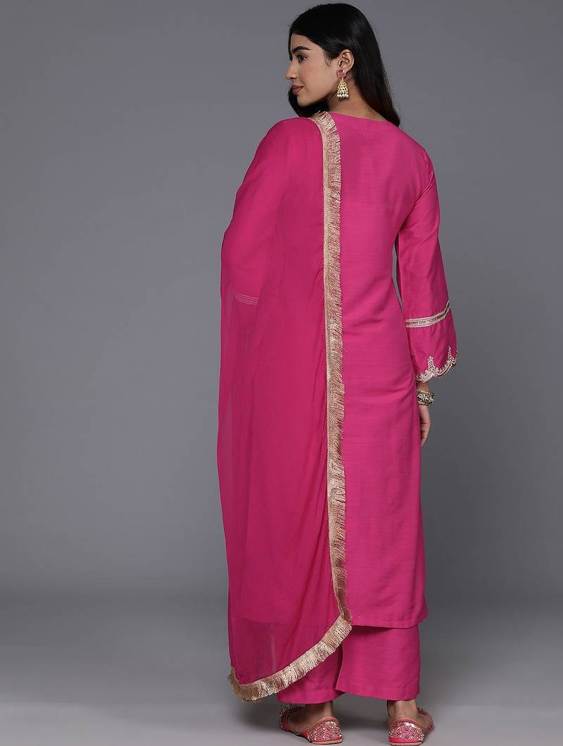 Women Ethnic Motifs Yoke Design Regular Kurta with Trousers & With Dupatta