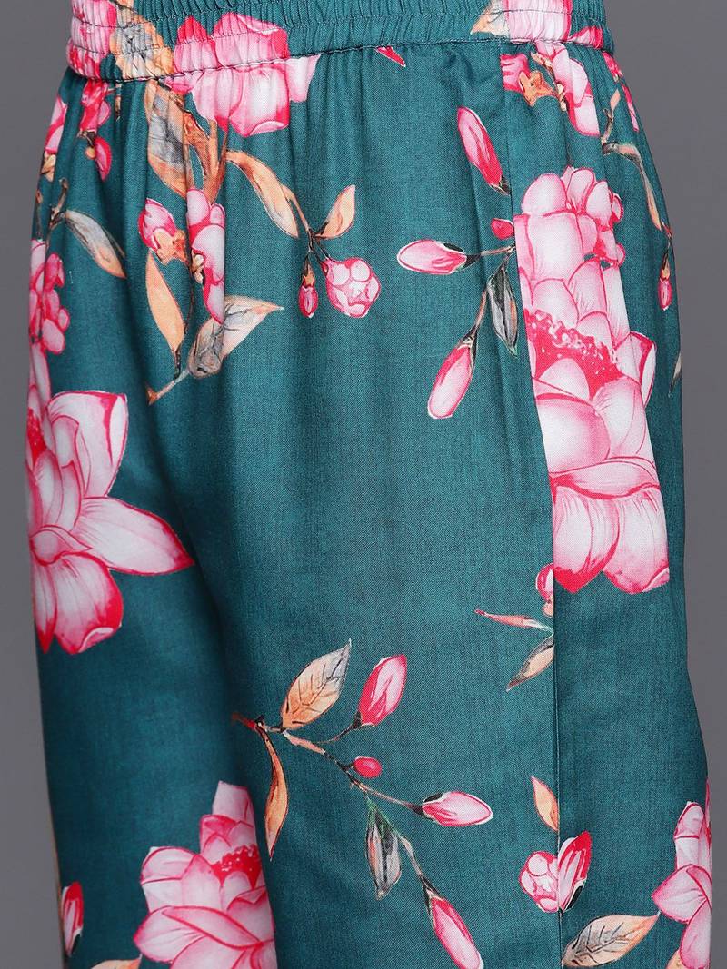 Women Floral Printed Regular Gotta Patti Kurta with Trousers & Dupatta