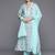 Women Floral Printed Empire Mirror Work Cotton Kurta with Trousers & With Dupatta