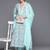 Women Floral Printed Empire Mirror Work Cotton Kurta with Trousers & With Dupatta