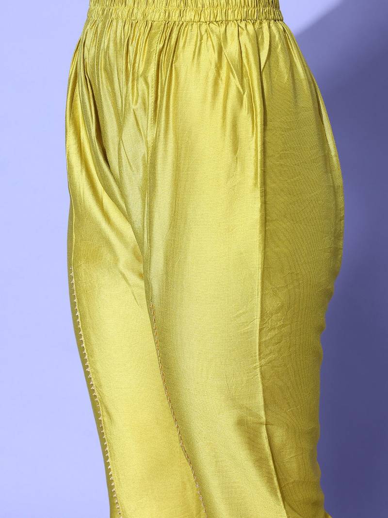 Women Floral Printed Regular Sequinned Pure Silk Kurta with Trousers