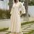 Women Pleated Thread Work Kurta with Trousers