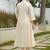 Women Pleated Thread Work Kurta with Trousers
