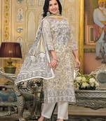 Women Paisley Printed Regular Beads and Stones Pure Cotton Kurta with Trousers & With Dupatta