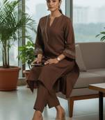 Women Ethnic Motifs Embroidered Regular Thread Work Kurta with Trousers