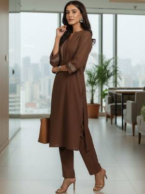 Women Ethnic Motifs Embroidered Regular Thread Work Kurta with Trousers 5