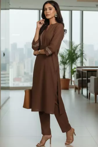 Women Ethnic Motifs Embroidered Regular Thread Work Kurta with Trousers