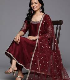 Women Ethnic Motifs Embroidered Anarkali Kurta with Palazzos & With Dupatta