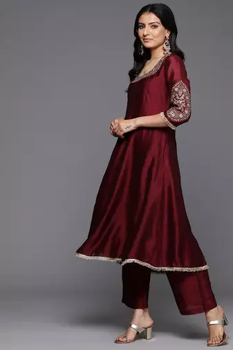 Women Ethnic Motifs Embroidered Anarkali Kurta with Palazzos & With Dupatta